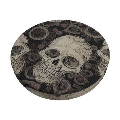 ZHONGSK Round Bar Stool Cushion Cover with Skull Design