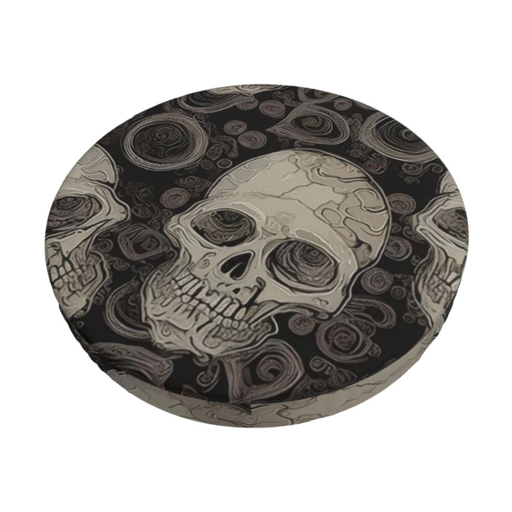 ZHONGSK Round Bar Stool Cushion Cover with Skull Design