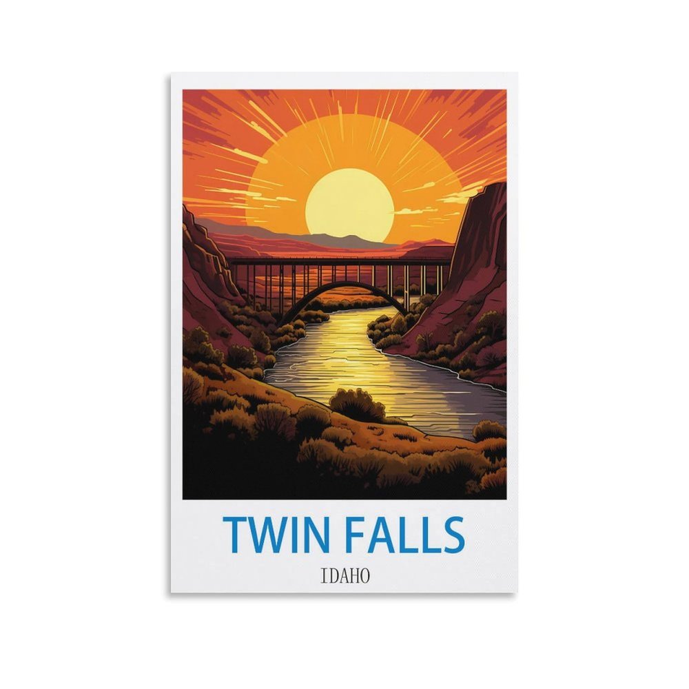 LNUYITR Twin Falls Idaho Vintage Travel Poster, 20 x 30 cm
