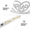 STOBAZA Graduation Tiara and Sash Set in White Satin with Crystal Crown for Graduation and Prom Parties view 3
