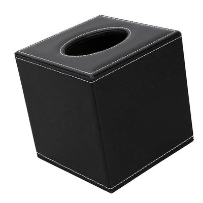 Modern PU Leather Tissue Box, Black