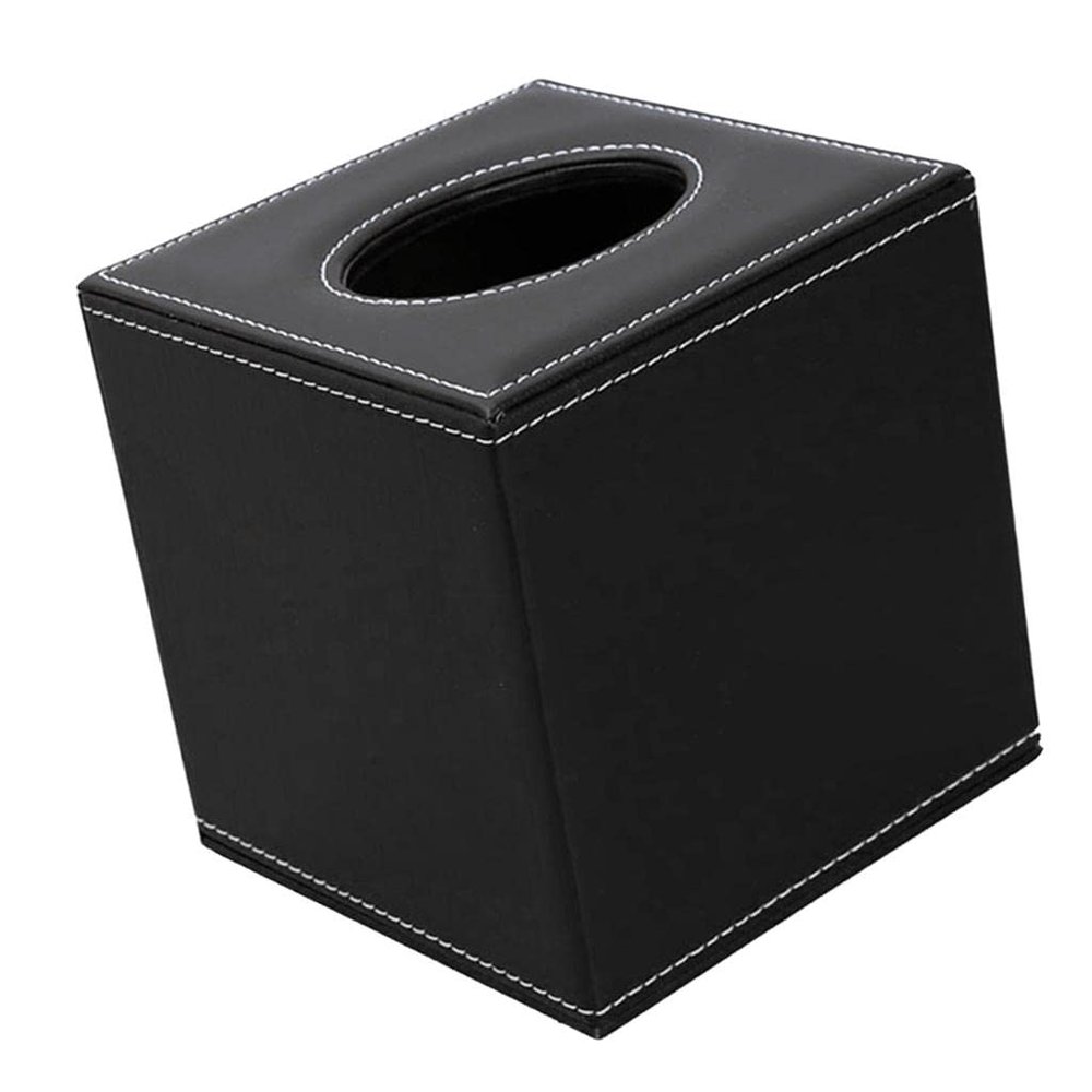 Modern PU Leather Tissue Box, Black