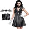 AYYOHON Women's Jack Christmas Cosplay Dress, Striped A-Line Dress with Bow Tie, XS view 1