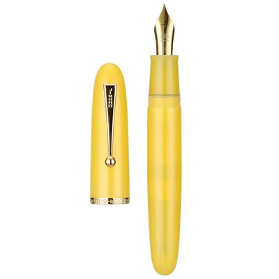 Jinhao 9019 Dadao Series #8 Heartbeat Fountain Pen, Medium Nib, Yellow Jade Acrylic, Gold Clip