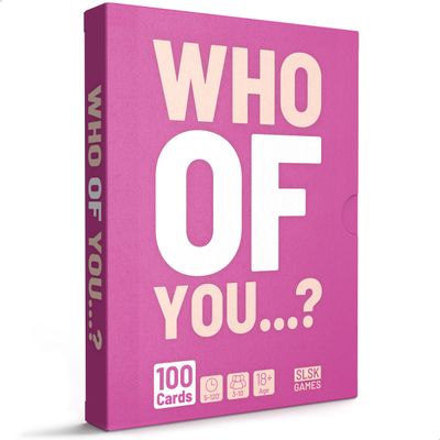 SLSK Games Who of You...? The Fun Drinking Game – 100-Card Party Game for Adults 18+ – English Version