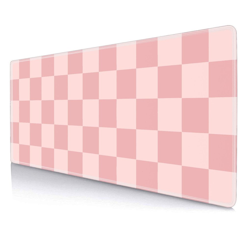SXCKANG Pink Desk Mat, Checkered Pattern, 800 x 300 mm