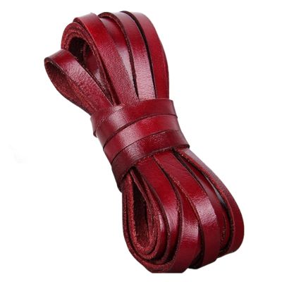 2 m Red Retro Cow Leather Cord, Flat/Round, for DIY Bracelet Making (Flat 8 x 2 mm)
