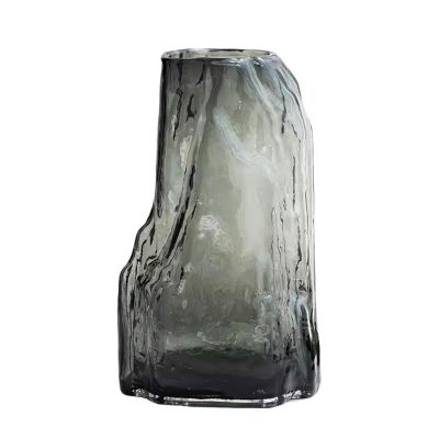 Chinese-Style Glass Vase for Fresh or Dried Flowers, Gray, L