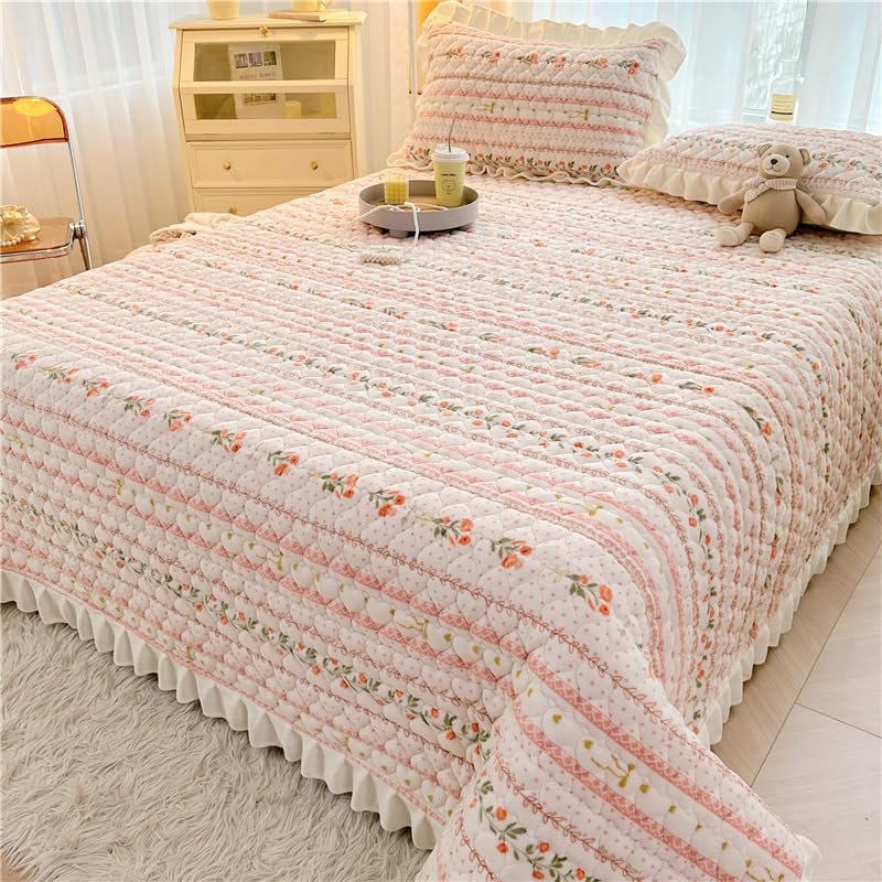 Milk Velvet Quilted Bed Sheet, Thickened Lace Bedding, 200 x 220 cm