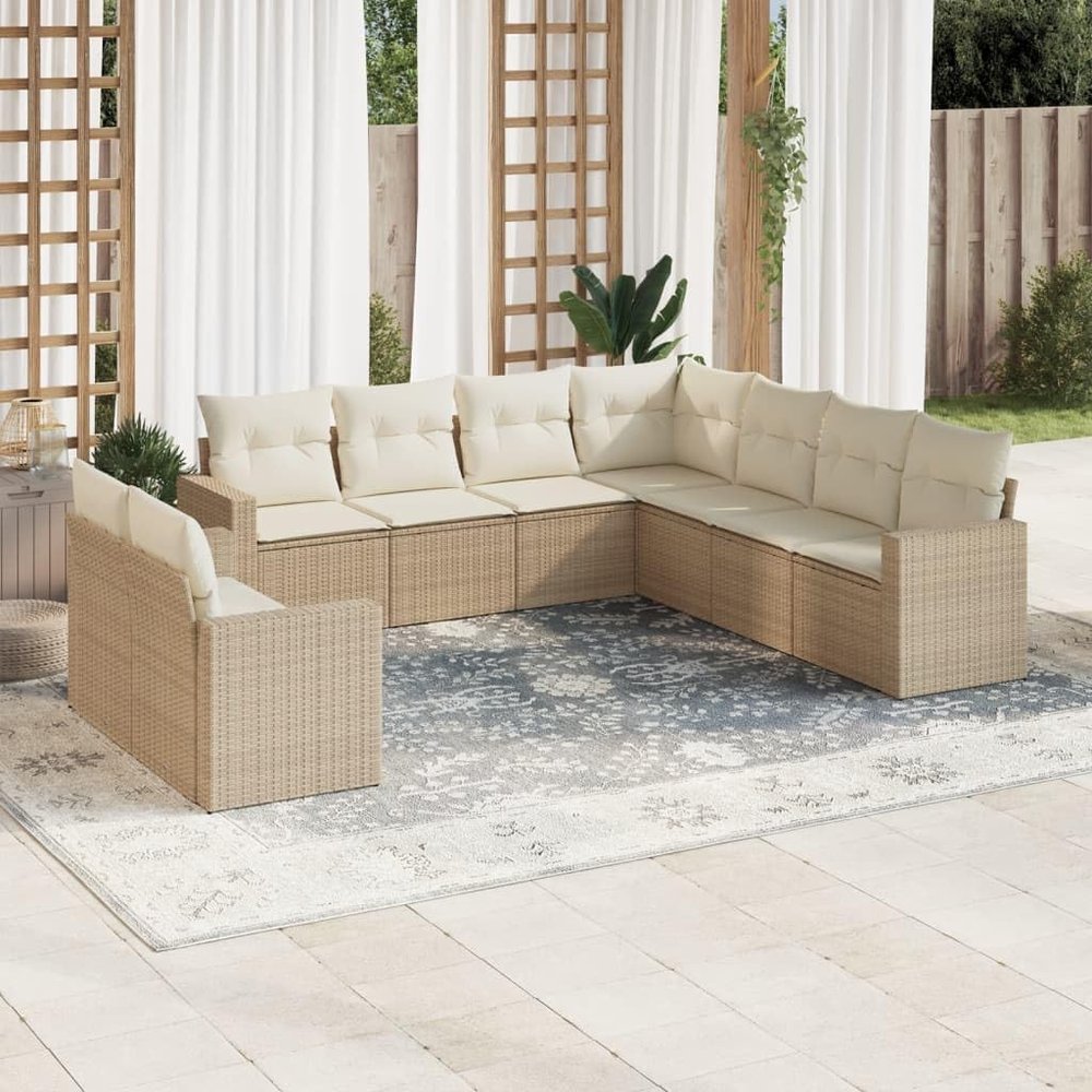 Tidyard 9-Piece PE Rattan Outdoor Lounge Set with Cushions