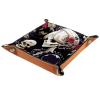 Foldable Skull and Flowers Dice Tray, Brown PU Leather view 1