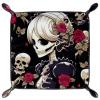 Foldable Skull and Flowers Dice Tray, Brown PU Leather view 2