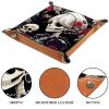 Foldable Skull and Flowers Dice Tray, Brown PU Leather view 3