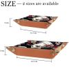 Foldable Skull and Flowers Dice Tray, Brown PU Leather view 4