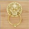 CAFFEN Antique Copper Lion Head Door Knocker, Retro Cast-Iron Ring Handle, Antique Finish view 2
