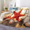 Flannel Fleece Throw Blanket, Starfish at Sunset, 180 x 220 cm view 2