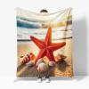 Flannel Fleece Throw Blanket, Starfish at Sunset, 180 x 220 cm view 3