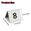 Stainless Steel Table Number Signs for Restaurants, Tent-Style, Stackable, Silver view 2