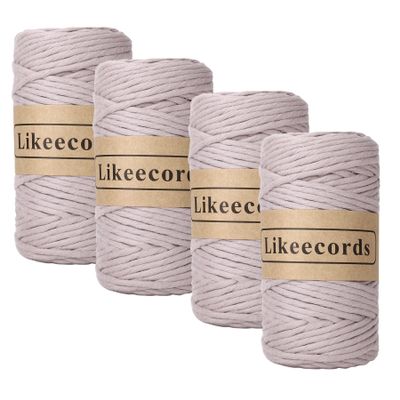 Likeecords Macrame Cord, 4 mm x 80 m, Single-Strand Cotton Rope