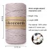 Likeecords Macrame Cord, 4 mm x 80 m, Single-Strand Cotton Rope view 2