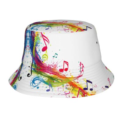MyPiky Unisex Bucket Hat with Colorful Musical Notes, Packable Sun Hat, One Size