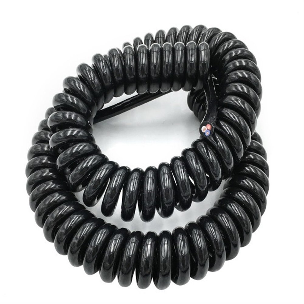 Retractable Coiled Cable, 2 or 3 Conductors, 22/18/15/13 AWG, 2.5/5/7.5 m