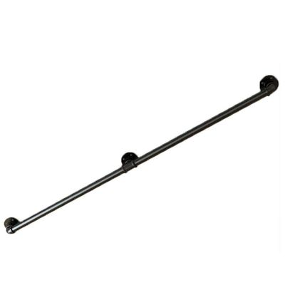 Industrial Wrought-Iron Stair Handrail, Black, 12 ft