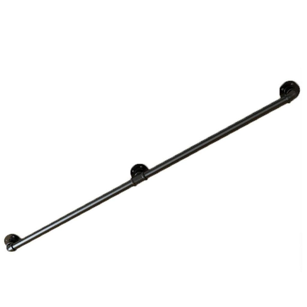 Industrial Wrought-Iron Stair Handrail, Black, 12 ft