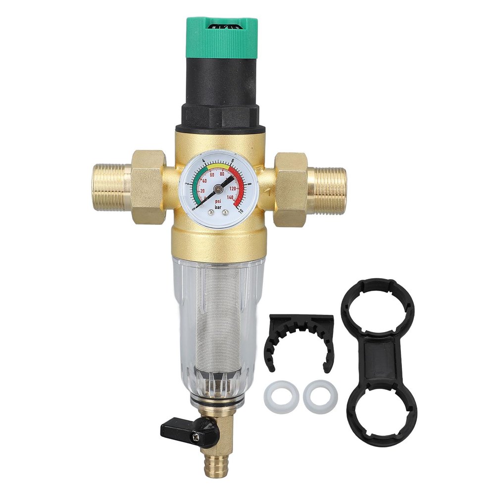 HEEPDD RV Water Pressure Regulator, G1/G1/2 Connections, 40-Micron Filter
