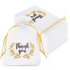 JarThenaAMCS Organza Drawstring Gift Bags with Gold Leaves, 100 Pack view 1