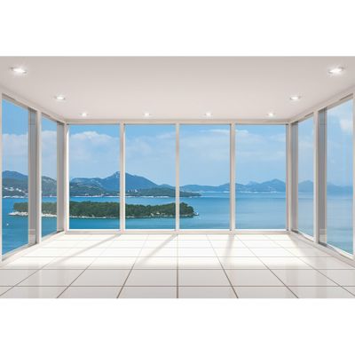 Ttincceer French Window Backdrop 2.2 x 1.5 m, Bright Modern Empty Living Room
