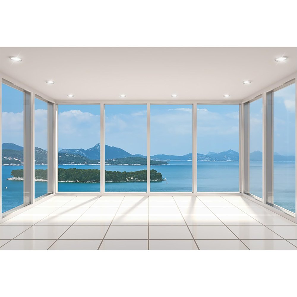 Ttincceer French Window Backdrop 2.2 x 1.5 m, Bright Modern Empty Living Room
