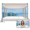 Ttincceer French Window Backdrop 2.2 x 1.5 m, Bright Modern Empty Living Room view 2