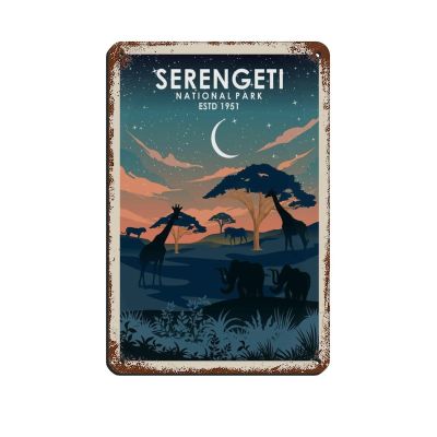 Vintage Metal Sign, Serengeti National Park, Travel, Funny Bar and Home Decor, 30 x 43 cm