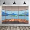 Ttincceer French Window Photography Backdrop, 2.7 x 1.8 m, Office, Living Room, Meeting Room, Seaview Landscape view 4