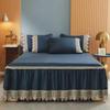 XCLOOZGL Cotton Bed Skirt Set with Ruffles, Blue, 180 x 200 cm view 1