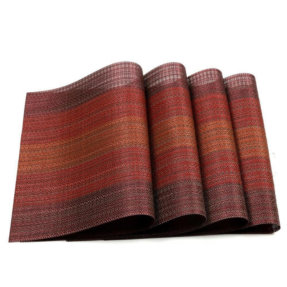 PVC Placemats, 6-Piece Set, Red-Red
