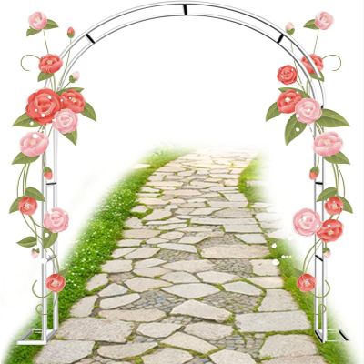 GueTTO Galvanized Metal Garden Rose Arch, Freestanding Trellis, 350 × 220 cm