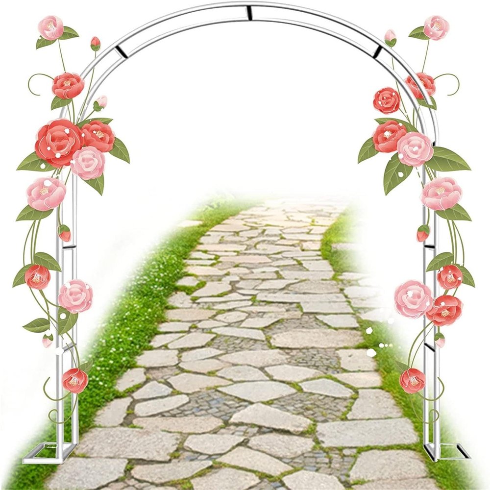 GueTTO Galvanized Metal Garden Rose Arch, Freestanding Trellis, 350 × 220 cm