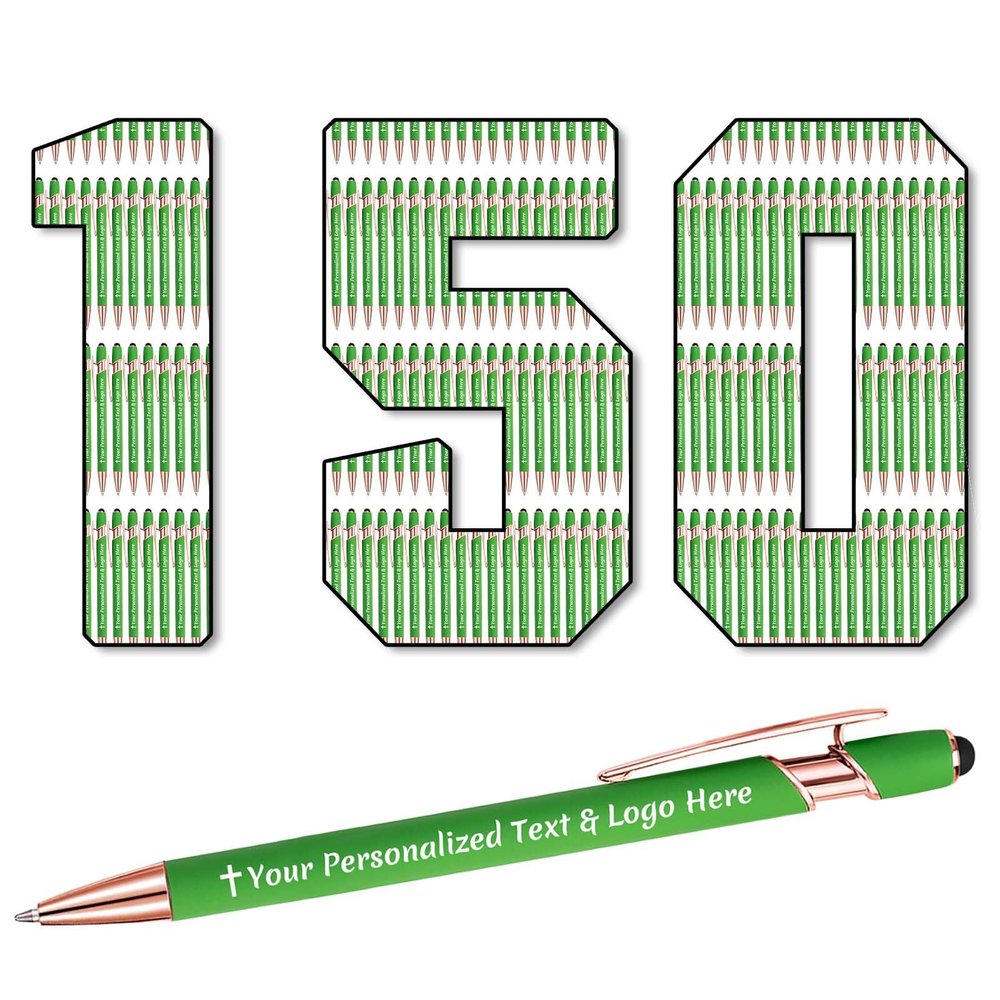 STREADVE 150 Personalized Green Ballpoint Pens with Engraving