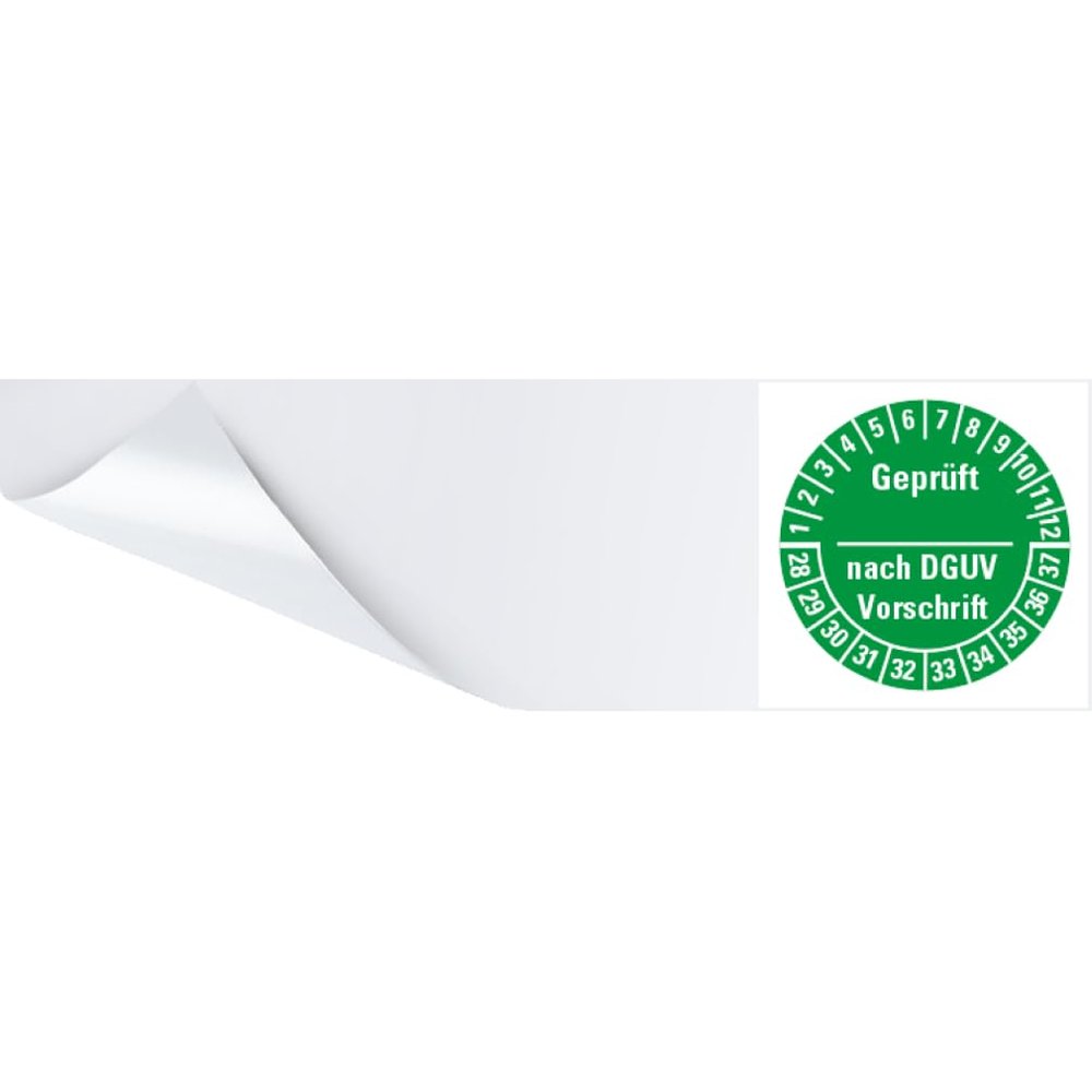 Dreifke Cable Inspection Sticker, DGUV Regulations 28–37, Green, Self-Adhesive, 57 x 25 mm, 60 Count