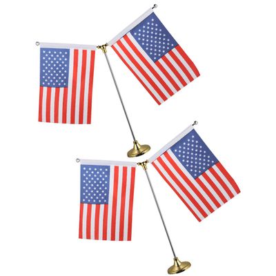 2-Pack Table Flags with Gold Bases, Polyester, Double-Stitched