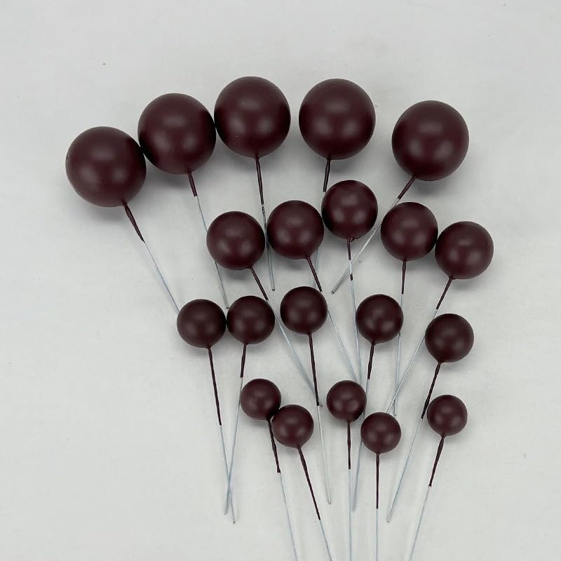 Cake Decorating Balls, Mini Foam Ball Toppers, 20-Piece Set, Dark Brown