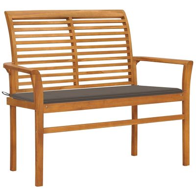 QZZCED 44 in. Solid Teak Garden Bench with Taupe Cushion