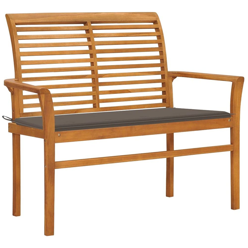 QZZCED 44 in. Solid Teak Garden Bench with Taupe Cushion