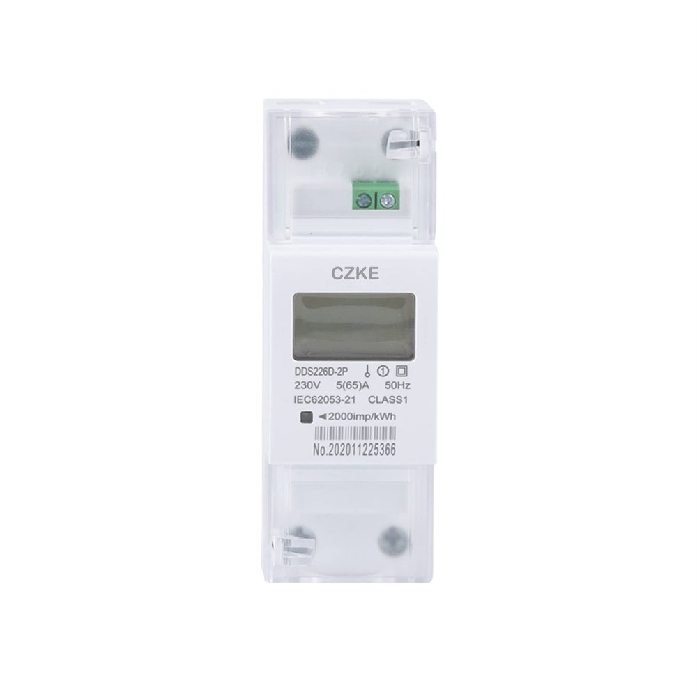 INFRI DDS226D-2P LCD Single-Phase DIN-Rail Energy Meter, 65 A