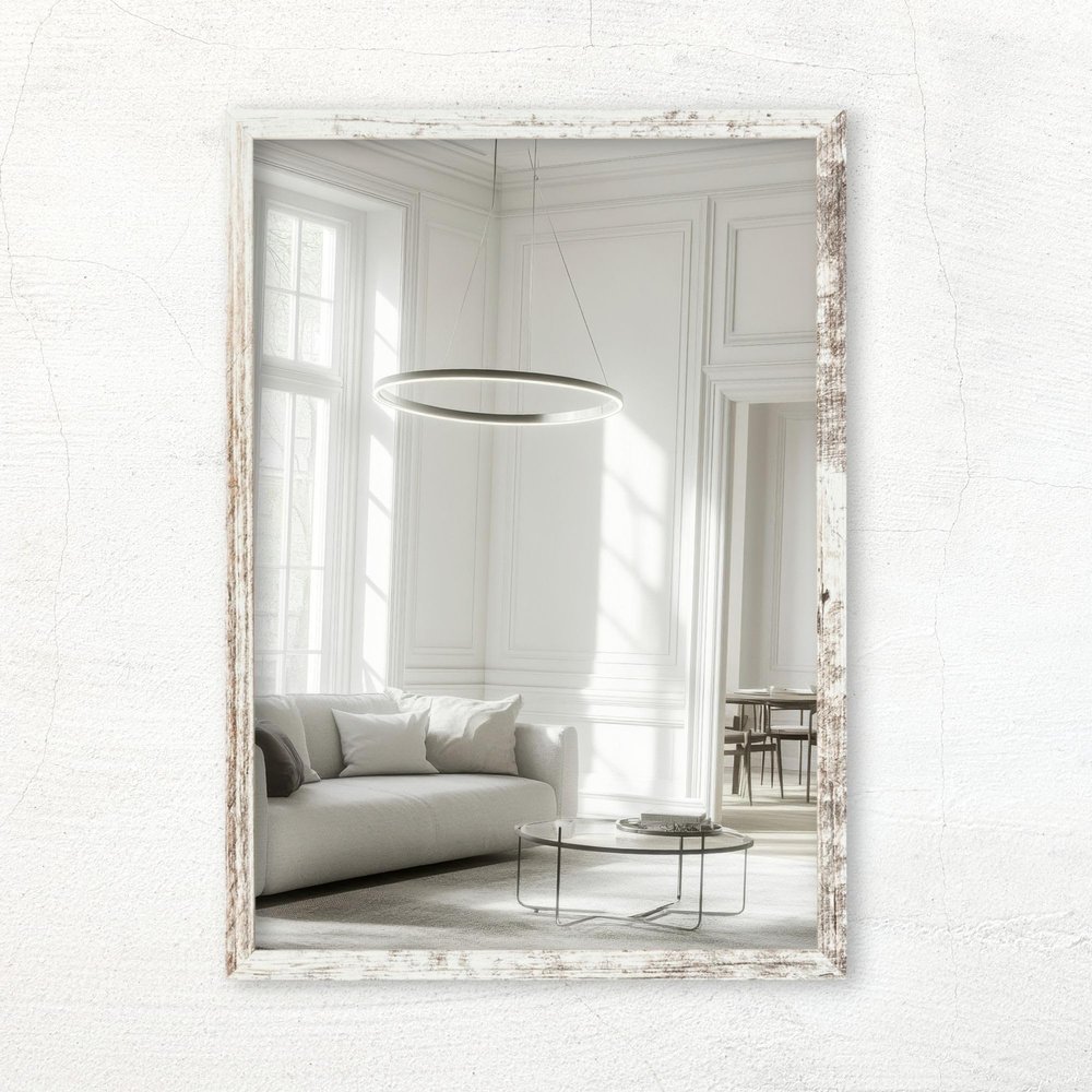 CLAMARO Vision Wall Mirror 30 x 100 cm, Vintage White Frame