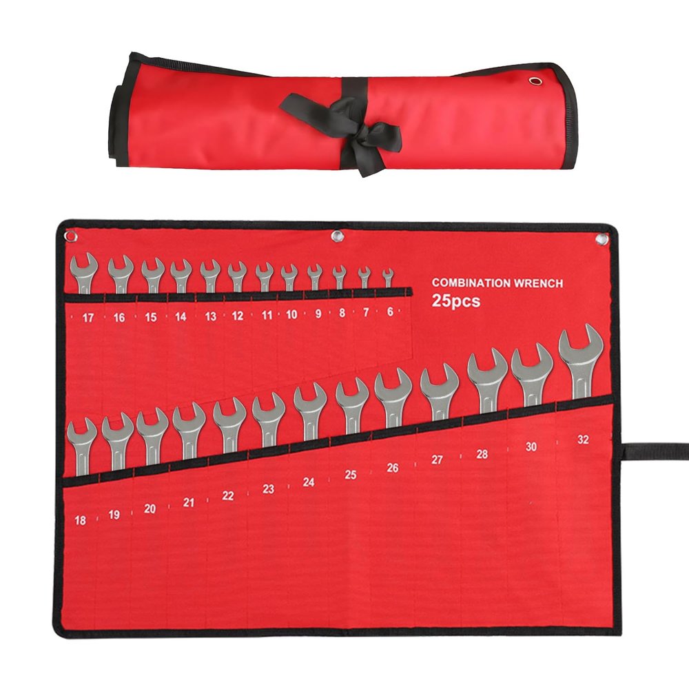 Tissting Wrench Roll Bag, 25-Pocket Tool Organizer