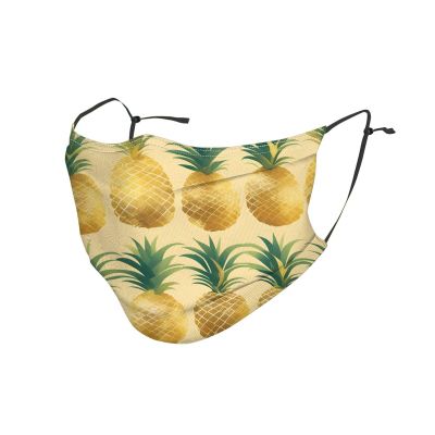 YYHWHJDE Adult Masks, Washable, Soft, Breathable, Golden Pineapple Background Pattern, 5-Pack