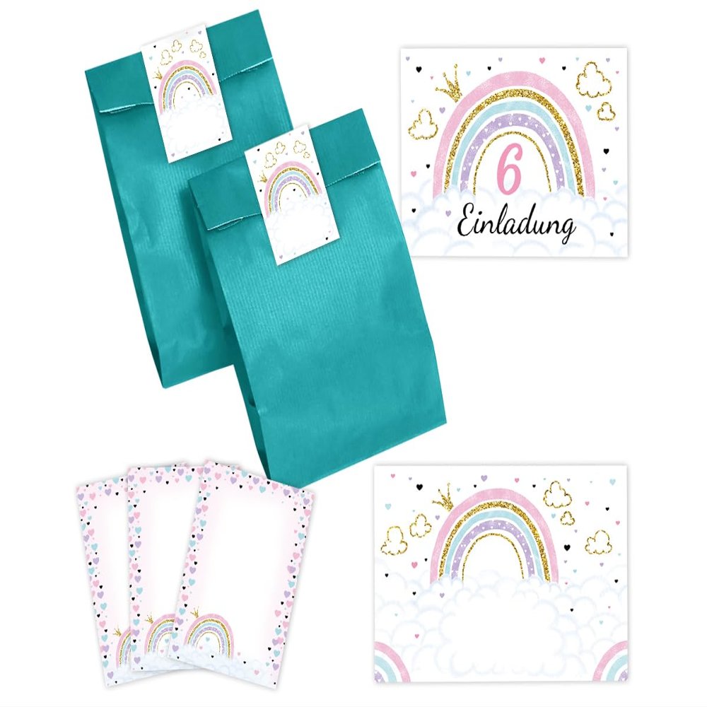 12 Rainbow Invitations for a Girl’s 6th Birthday
